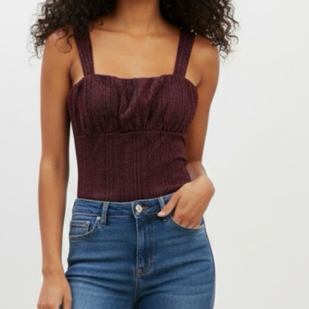 Lavender Moon Red Sparkle Striped Bodysuit XS